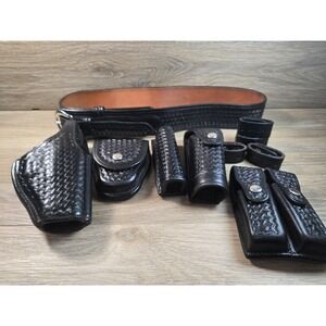 Bianchi Basketweave Leather Duty - Glock 17 Holster, Belt & Accessories Sz. 40